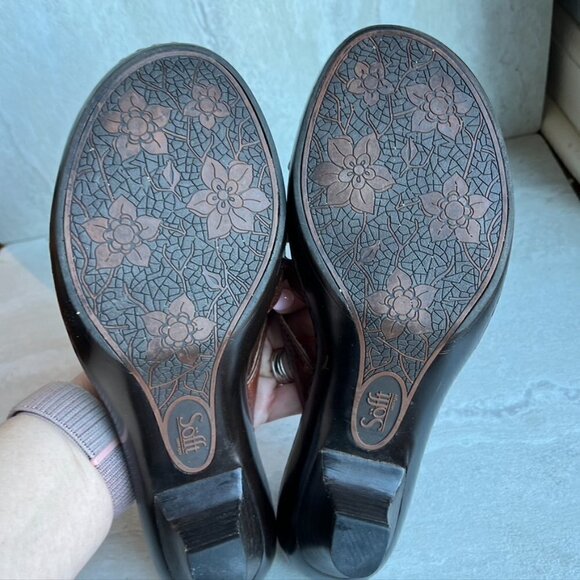 Sofft Brown Leather Kitten Heel Sandals Size 8.5 - Picture 9 of 10